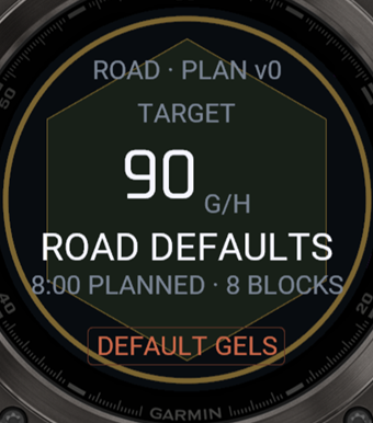 Fenix READY screen: target in g/h, plan name, hours planned, START = BEGIN